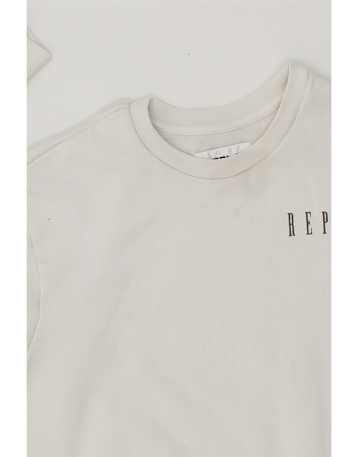 REPLAY Womens Graphic Sweatshirt Jumper UK 18 XL White Vintage Replay and Second-Hand Replay from Messina Hembry 