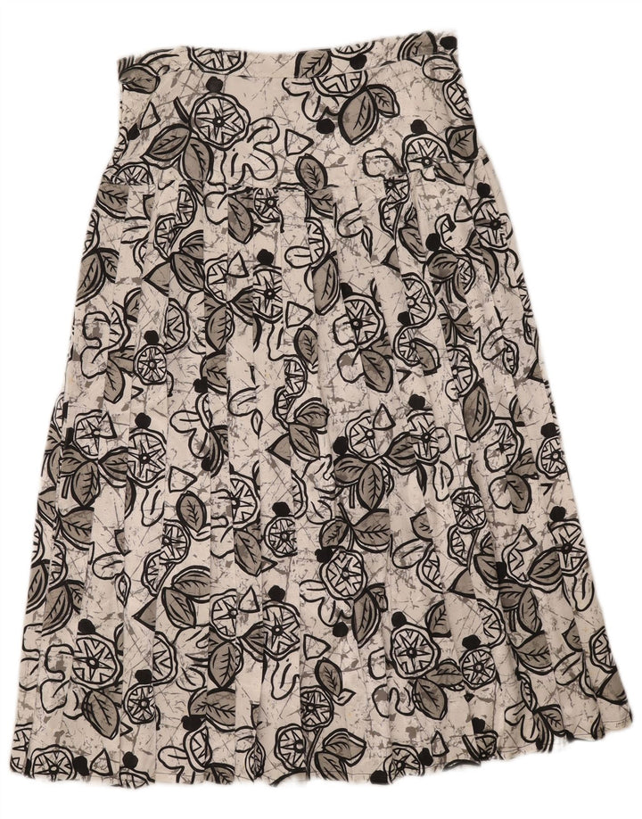 Vintage Womens Midi Pleated Skirt W29 Medium White Floral