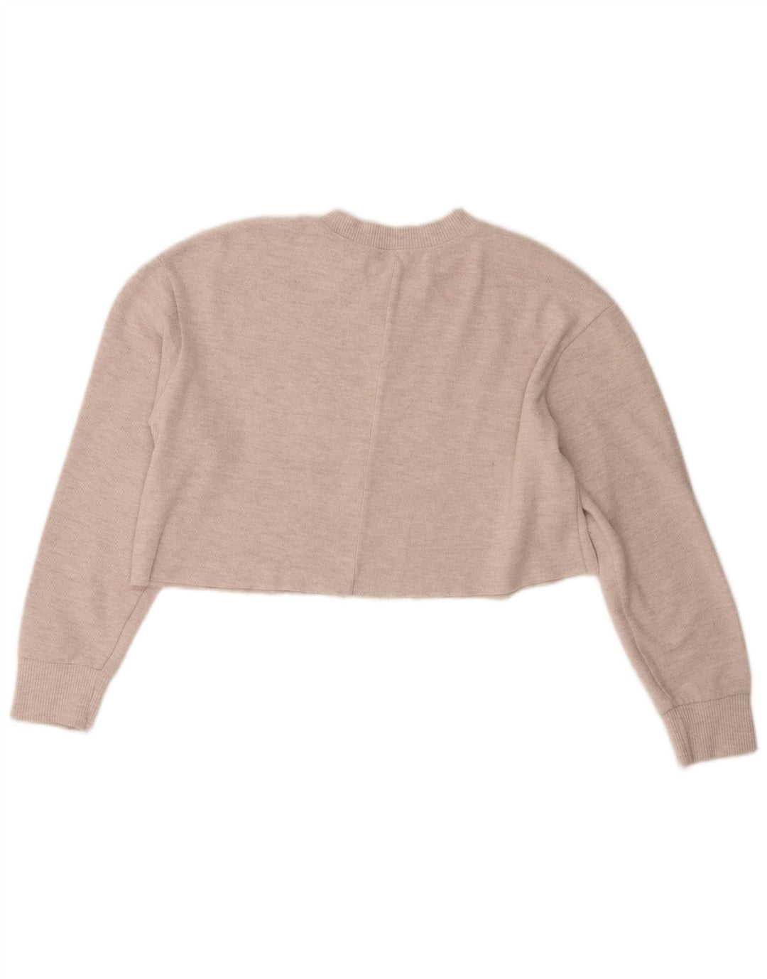 Zara Damen Crop Top Langarm UK 14 Medium Beige Polyester