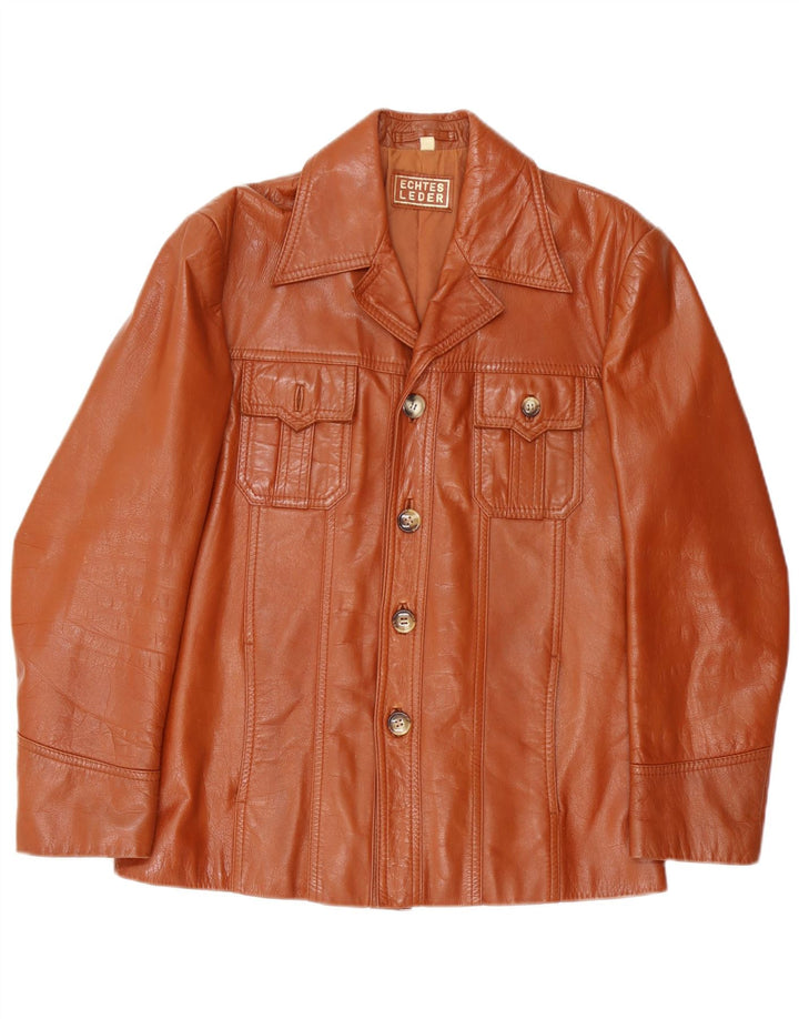 Chaqueta de cuero vintage para hombre Reino Unido 38 Marrón medio