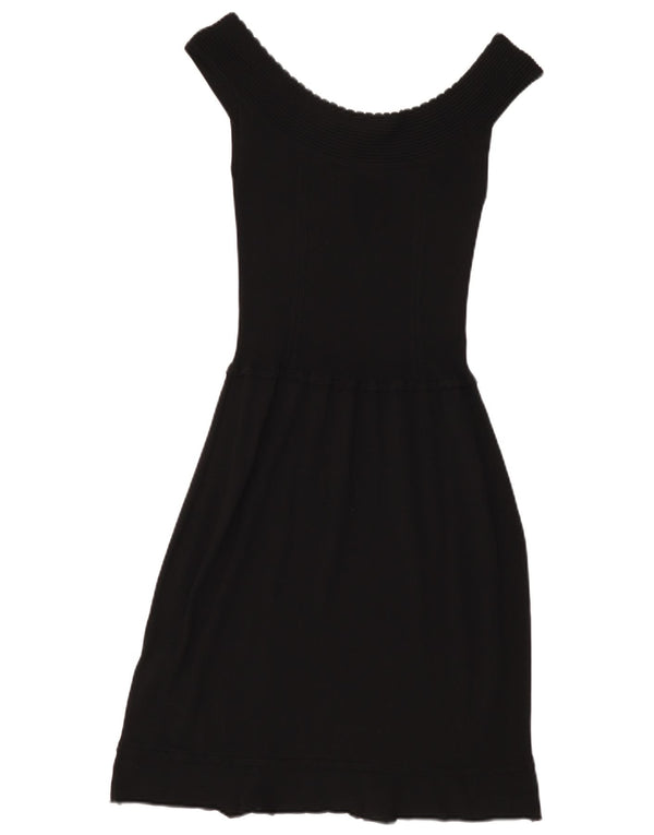 Liu Jo Womens Off Shoulder Dress IT 44 Medium Black Viscose