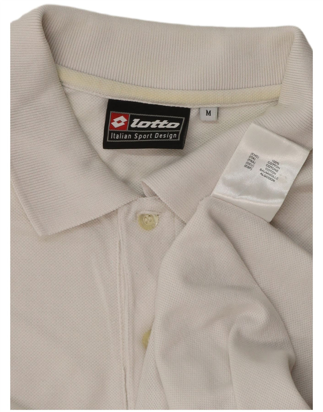 Lotto Mens Polo Shirt Medium White Cotton
