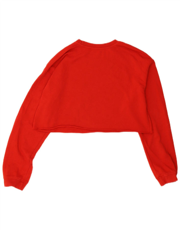 Zara Womens Graphic Crop Sweatshirt Jumper UK 14 Medium Red Cotton