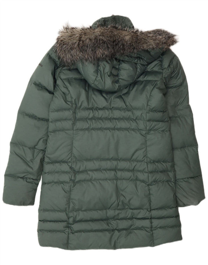 COLUMBIA Womens Hooded Padded Coat UK 12 Medium Green Polyester
