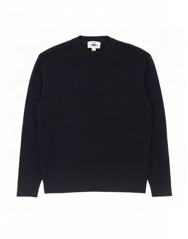 Marks & Spencer Mens Crew Neck Jumper Sweater 2XL Navy Blue Cotton
