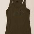 PUMA Womens Graphic Vest Top UK 12 Medium Khaki Cotton Vintage Puma and Second-Hand Puma from Messina Hembry 