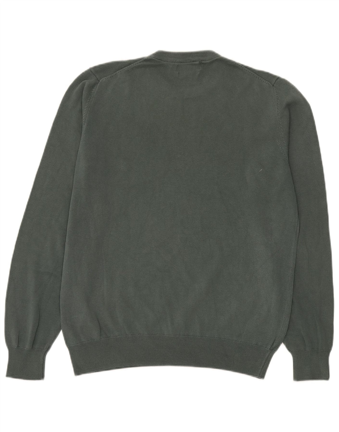 Marks & Spencer Herren-Pullover mit Rundhalsausschnitt, mittelgrüne Baumwolle