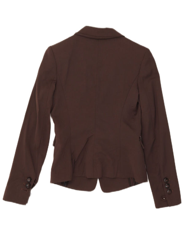 Pinko Womens 1 Button Blazer Jacket UK 8 Small Brown Wool