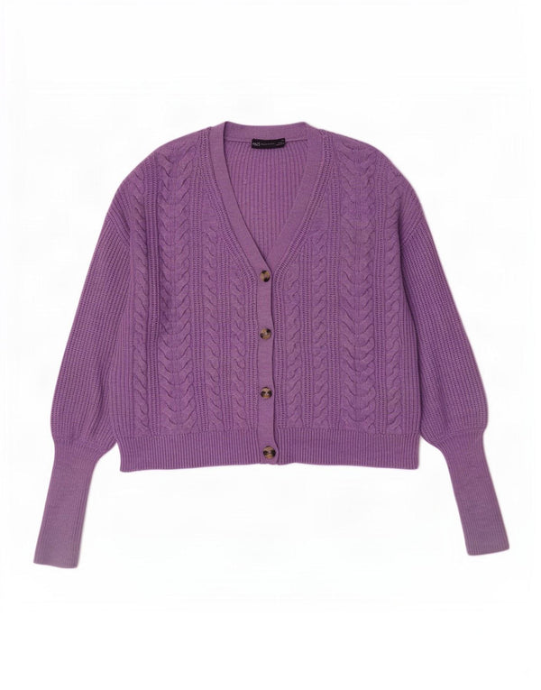 Maglione cardigan corto da donna Marks & Spencer UK 14 Viscosa viola medio