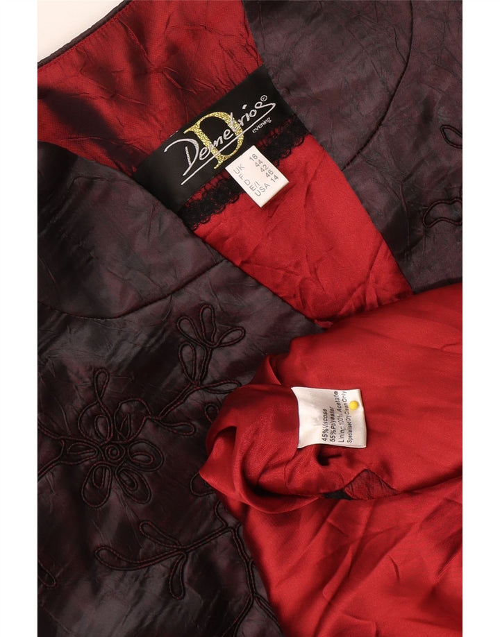 Vintage Womens Overcoat UK 16 Large Burgundy Floral Polyester