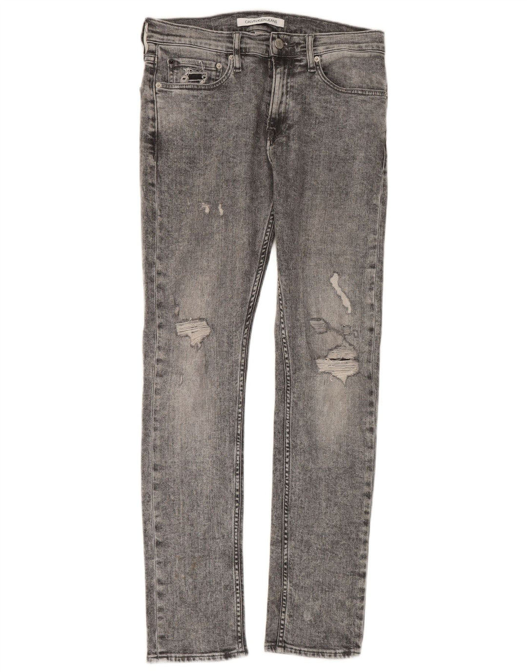 CALVIN KLEIN Womens Distressed Slim Jeans W29 L32 Grey Cotton
