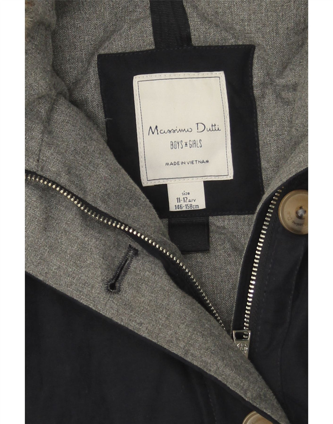 Massimo Dutti Girls Hooded Parka Jacket 11-12 Years Navy Blue