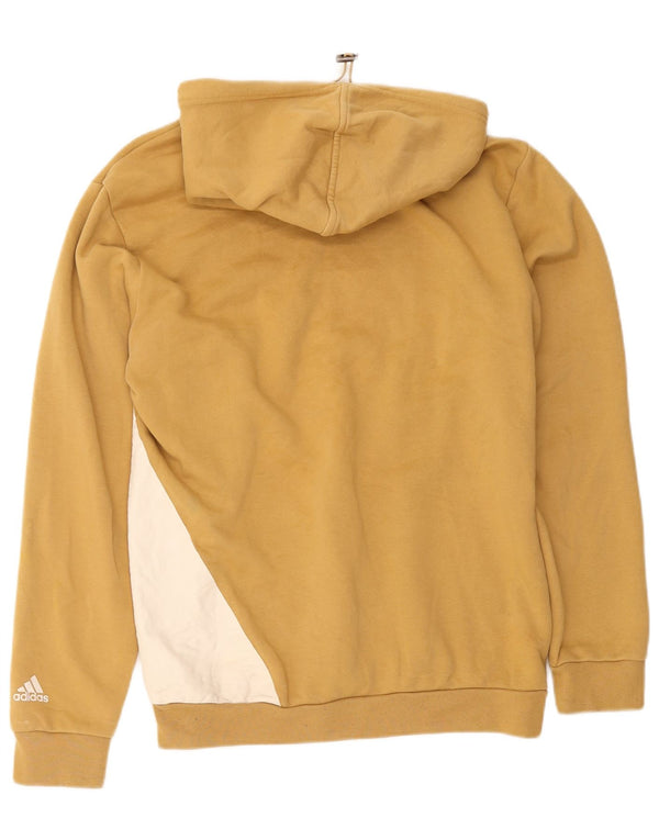 Maglione con cappuccio grafico da uomo Adidas in cotone giallo medio