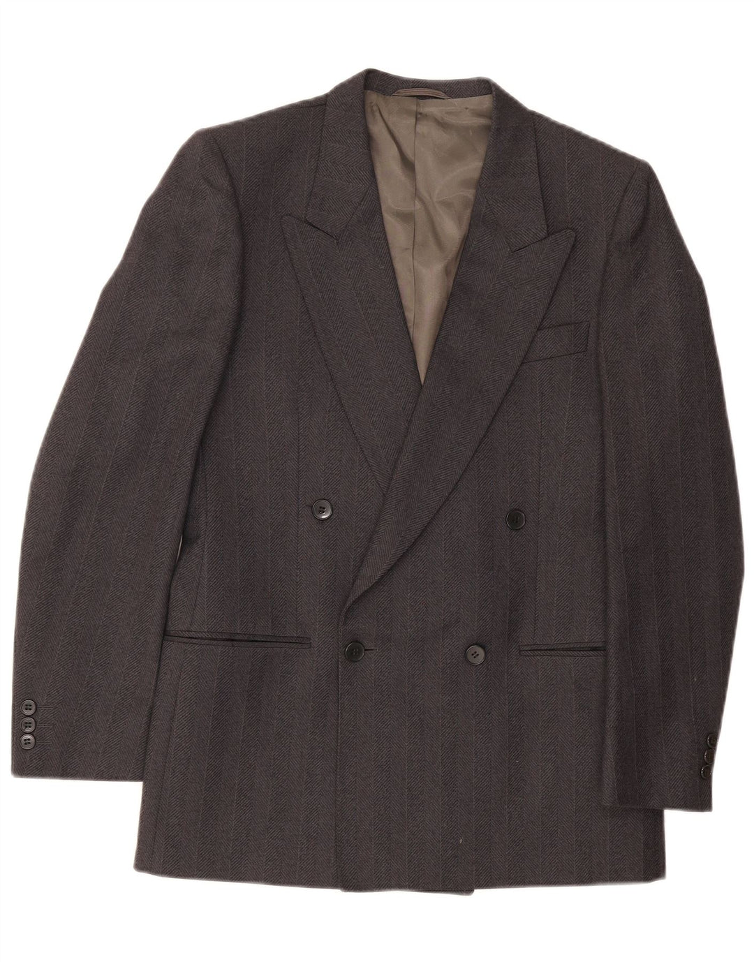 VENTANNI Giacca Blazer Doppiopetto Uomo IT 46 Small Grigio Lana Vergine
