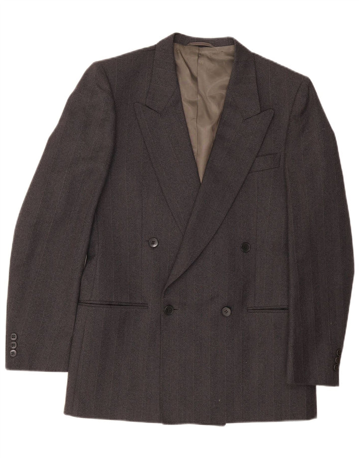 VENTANNI Giacca Blazer Doppiopetto Uomo IT 46 Small Grigio Lana Vergine