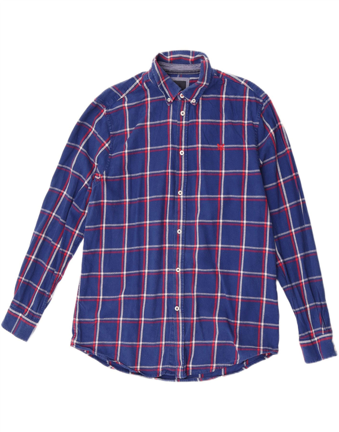 Crew Clothing Mens Regular Fit Flannel Shirt Large Blue Check Cotton