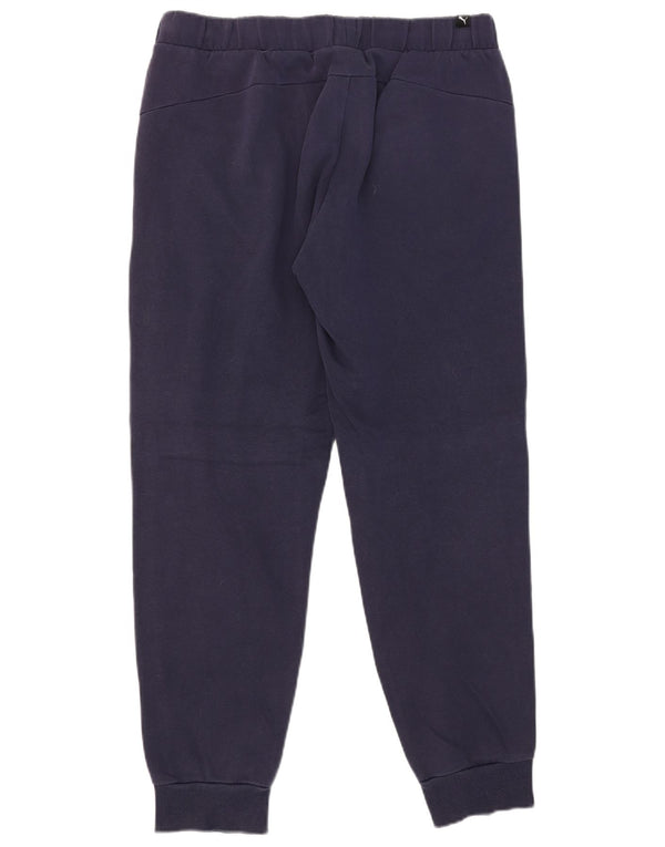 Puma Mens Graphic Tracksuit Trousers Joggers Large Navy Blue Cotton