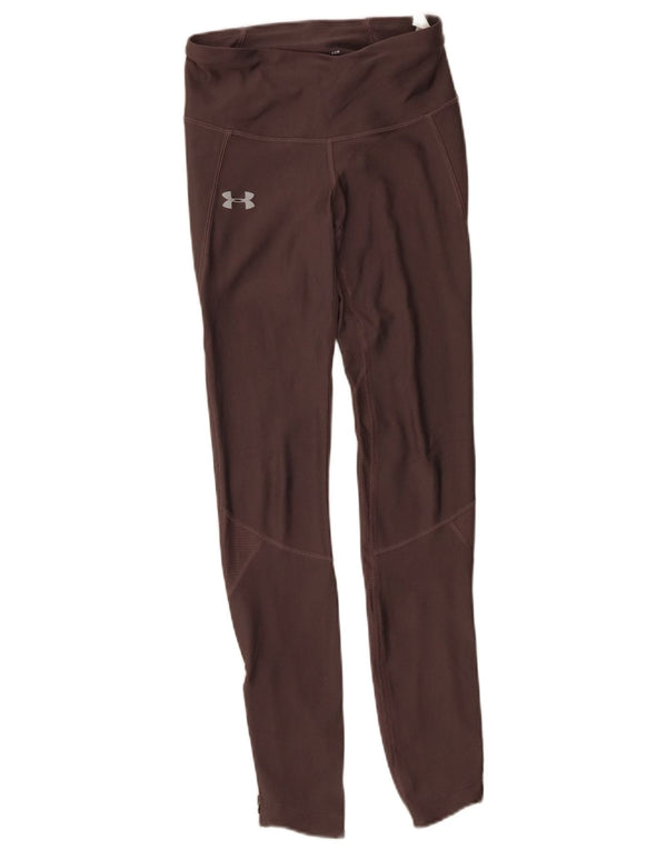 Under Armour Womens Heat Gear Leggings UK 4 XS Brown Polyester