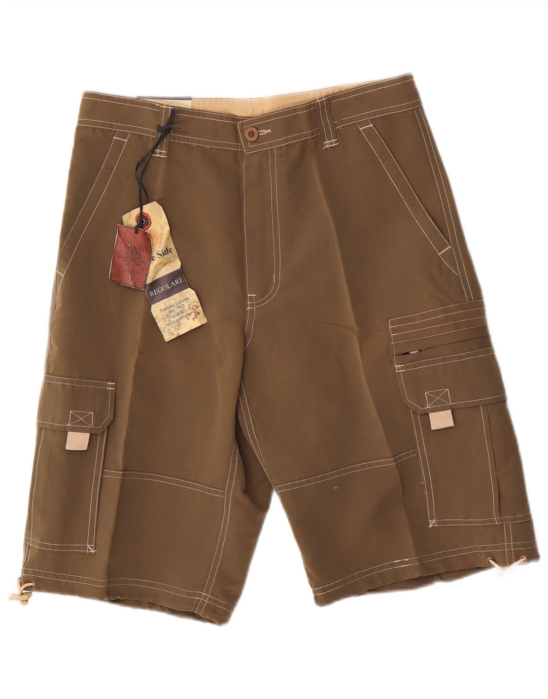 Blue Side Mens Cargo Shorts Medium W30  Khaki Polyester