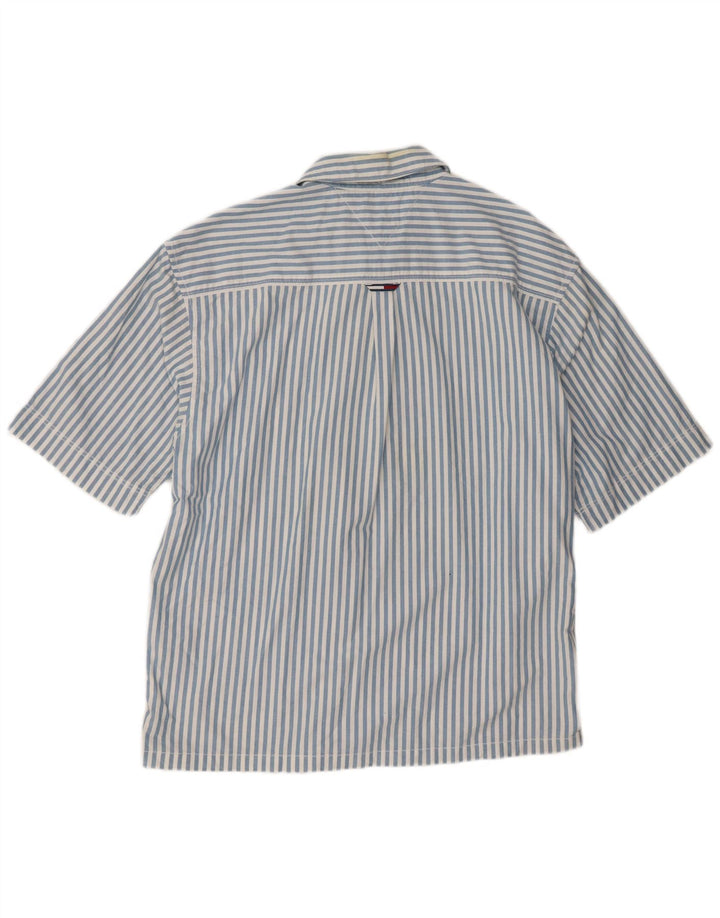 Tommy Hilfiger Camisa tipo jersey de manga corta de algodón a rayas azul medio para hombre