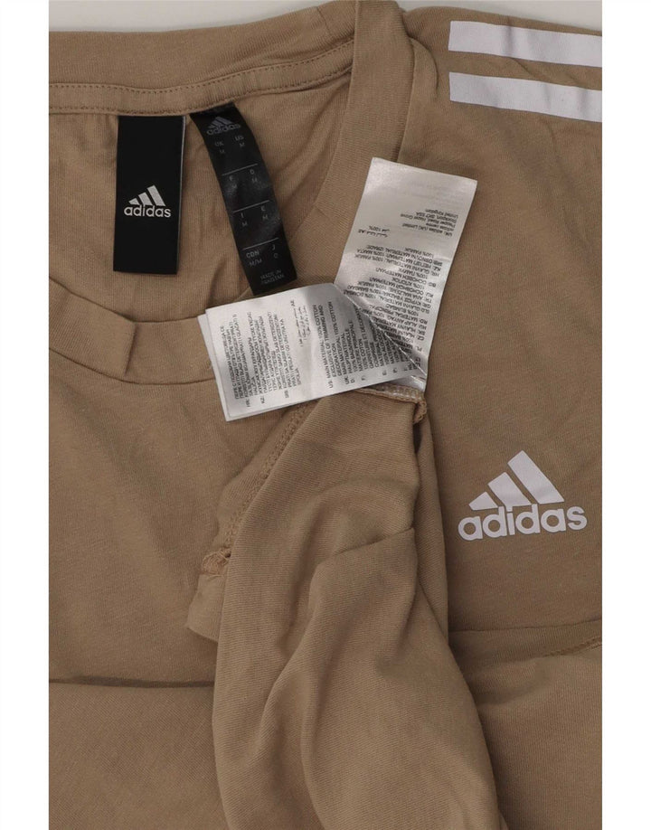 Adidas Mens T-Shirt Top Medium Beige Cotton