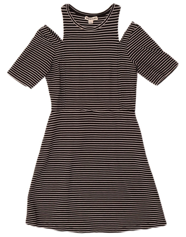 Γυναικείο φόρεμα Whistles Off Shoulder UK 10 Small Black Pinstripe Viscose
