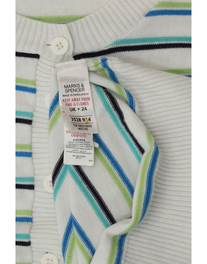 Marks & Spencer Womens Cardigan Sweater UK 24 4XL Multicoloured Striped