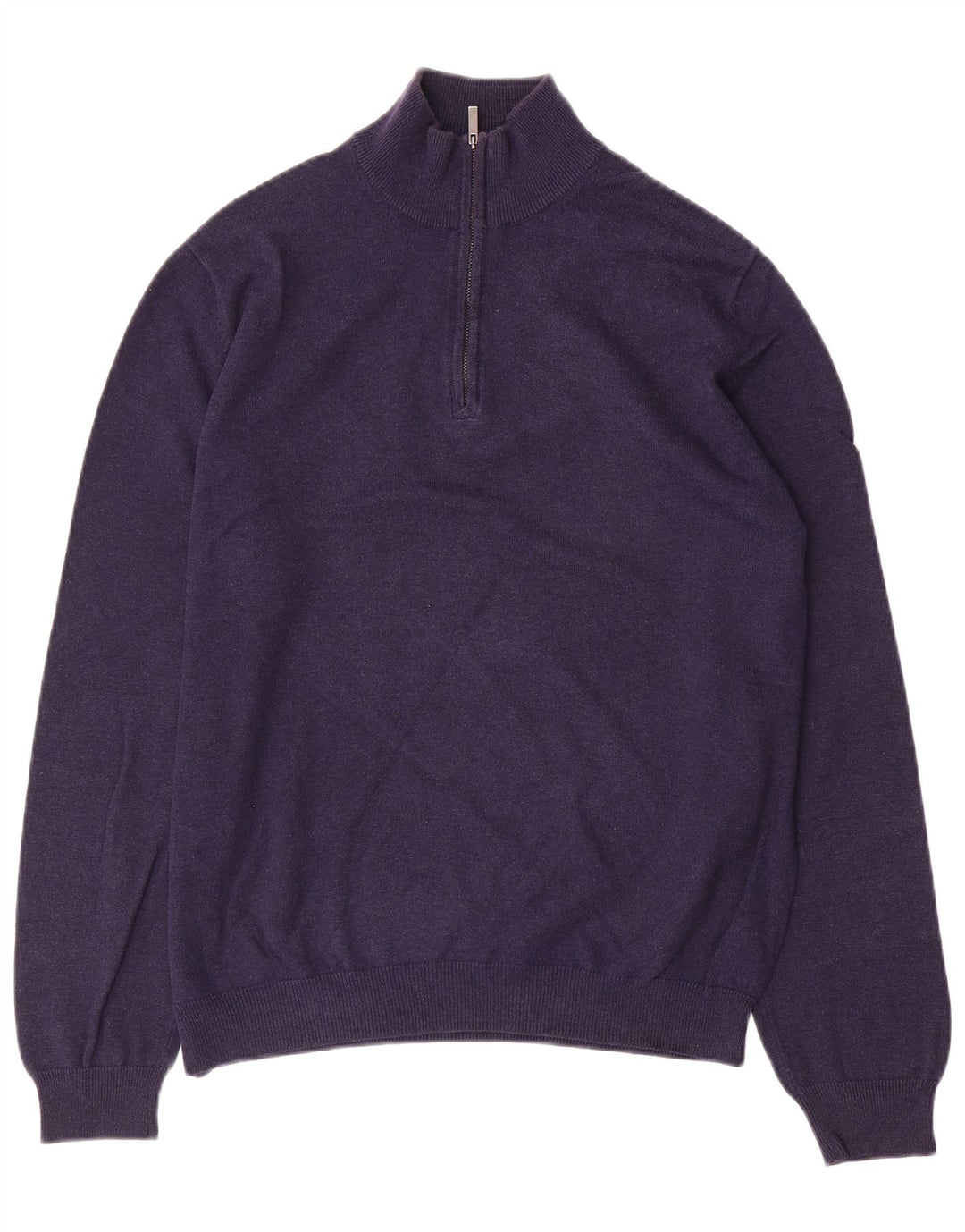 Massimo Dutti Maglione da uomo con zip e collo in cotone medio blu navy
