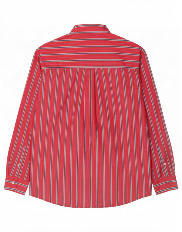 Chaps Mens Easy Care Shirt Large Red Striped Cotton