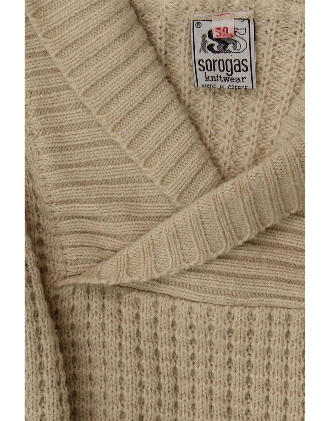 Sorogas Herren-Pullover mit Schalkragen, IT 50, Größe L, Beige