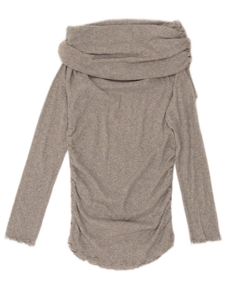 Zara Dame Roll Neck Top Langærmet UK 12 Medium Grey Flecked
