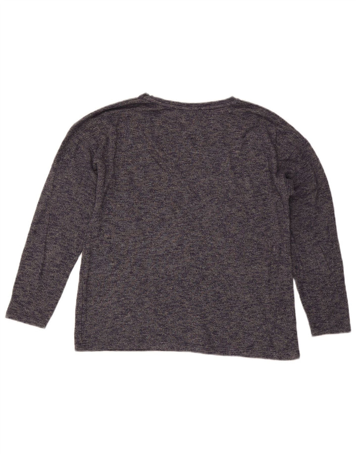 ZARA Womens Graphic Top Long Sleeve UK 10 Small Blue Flecked