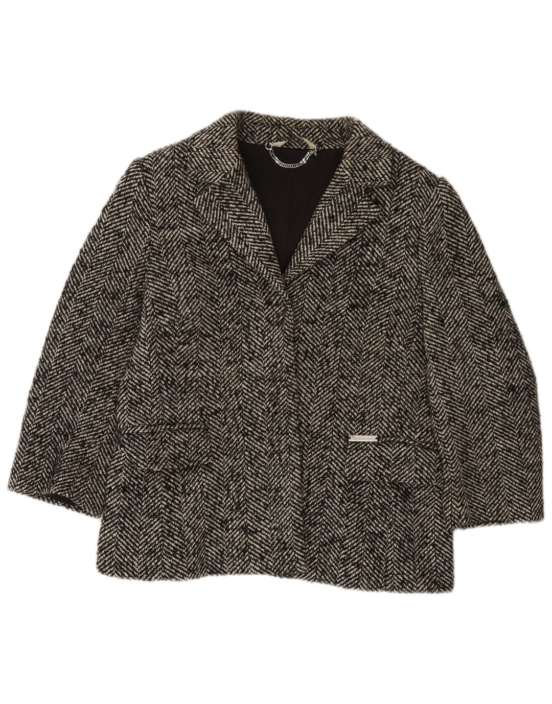 Giacca blazer con maniche a 3/4 da donna Liu Jo UK 14 Grigio medio a spina di pesce