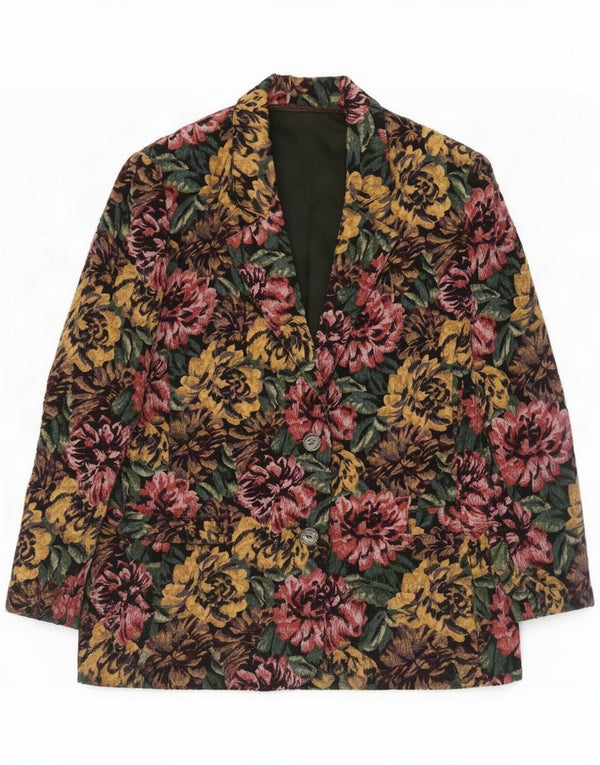 Chaqueta tipo blazer vintage de 2 botones para mujer UK 44 Medium Multicolor Floral