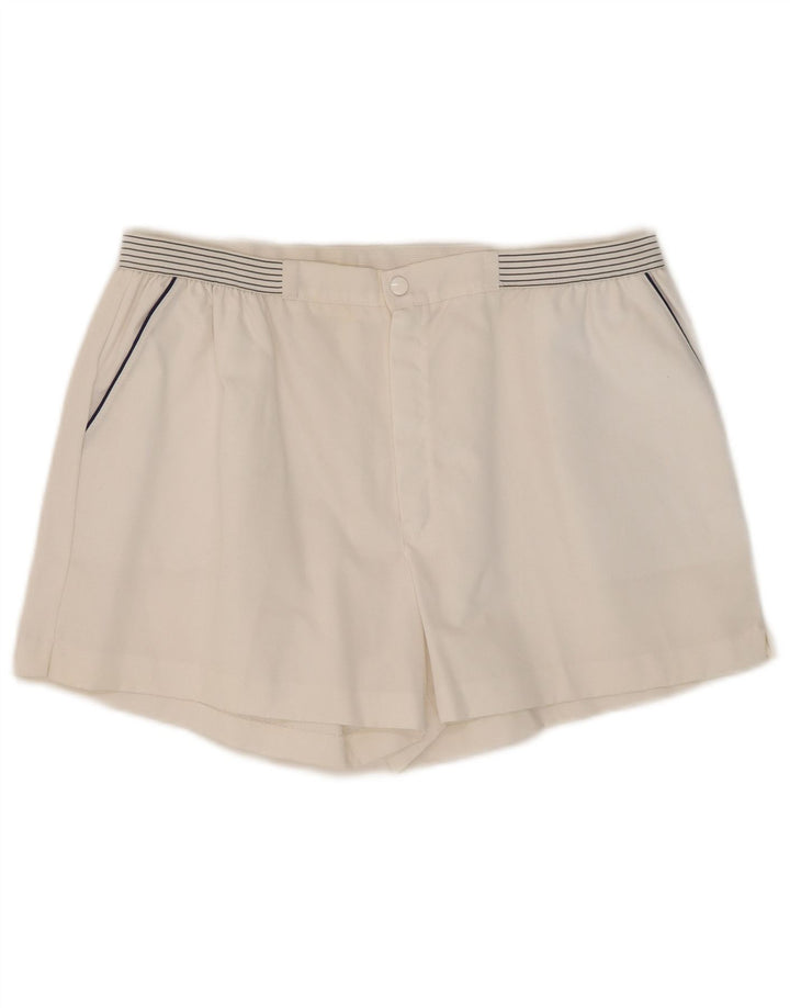 Vintage Herre Casual Shorts W32 Medium hvid stribet bomuld