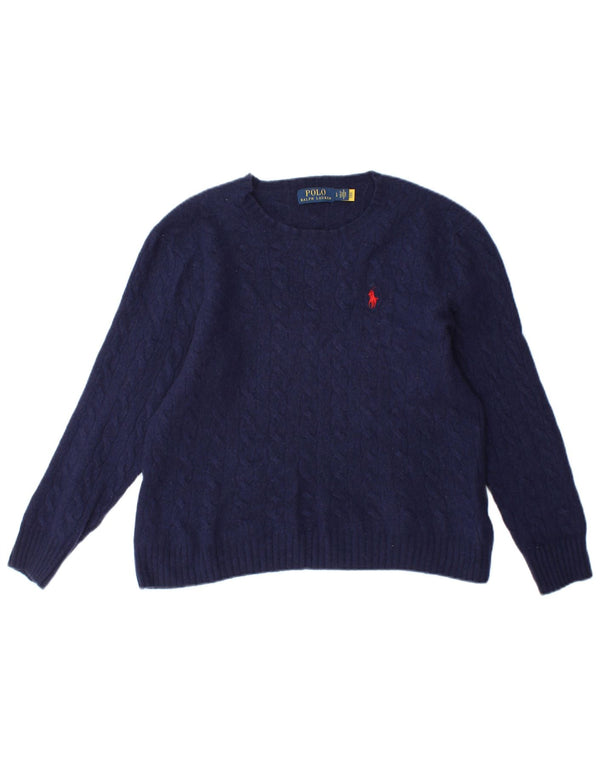 Polo Ralph Lauren ženski džemper s veznim izrezom UK 14 Veliki tamnoplavi