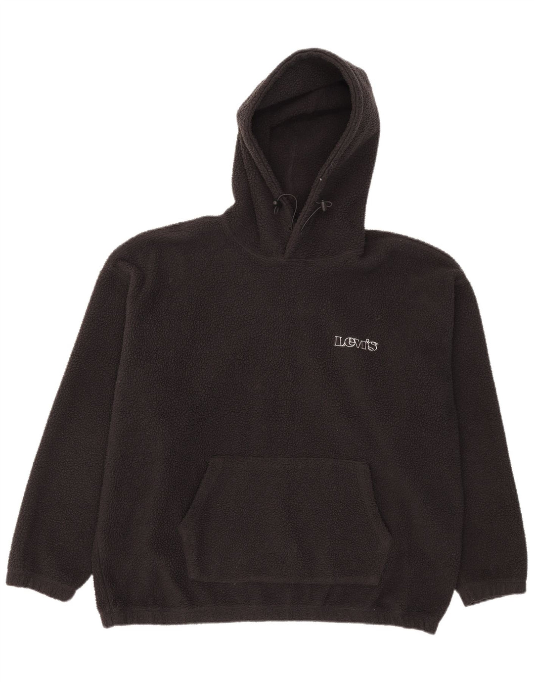LEVI'S Mens Relaxed Hooded Fleece Jumper Large Black Polyester