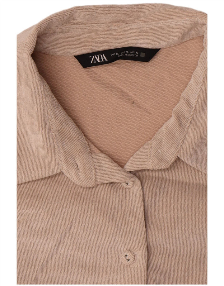 Zara Femme Chemise Oversize UK 18 XL Beige Polyester