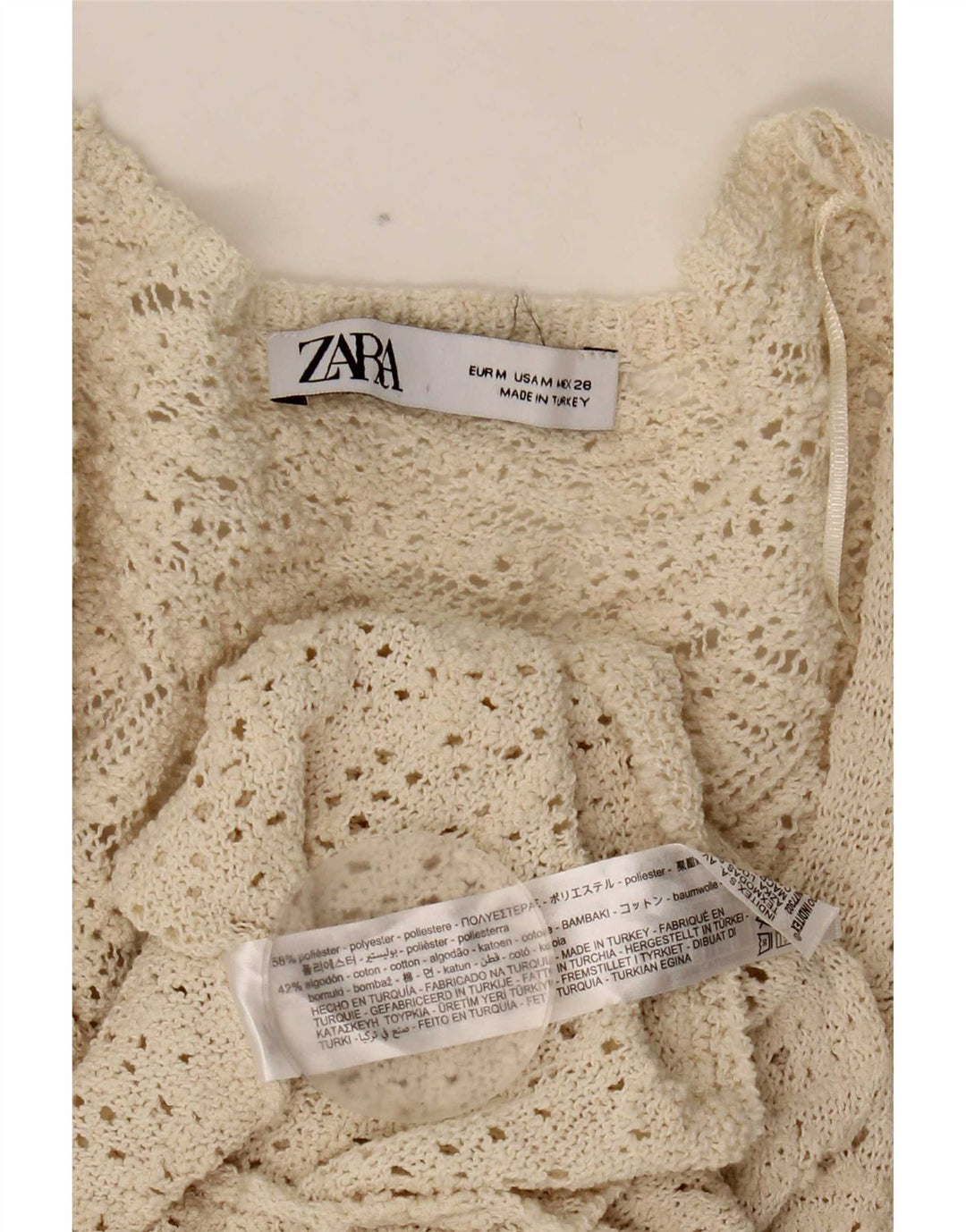 Zara Womens 3/4 Sleeve Jumper Dress UK 12 Medium White Polyester