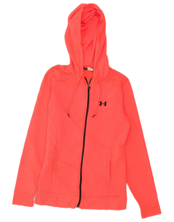 Under Armour Womens Zip Hoodie Sweater UK 10 Small Pink Polyester
