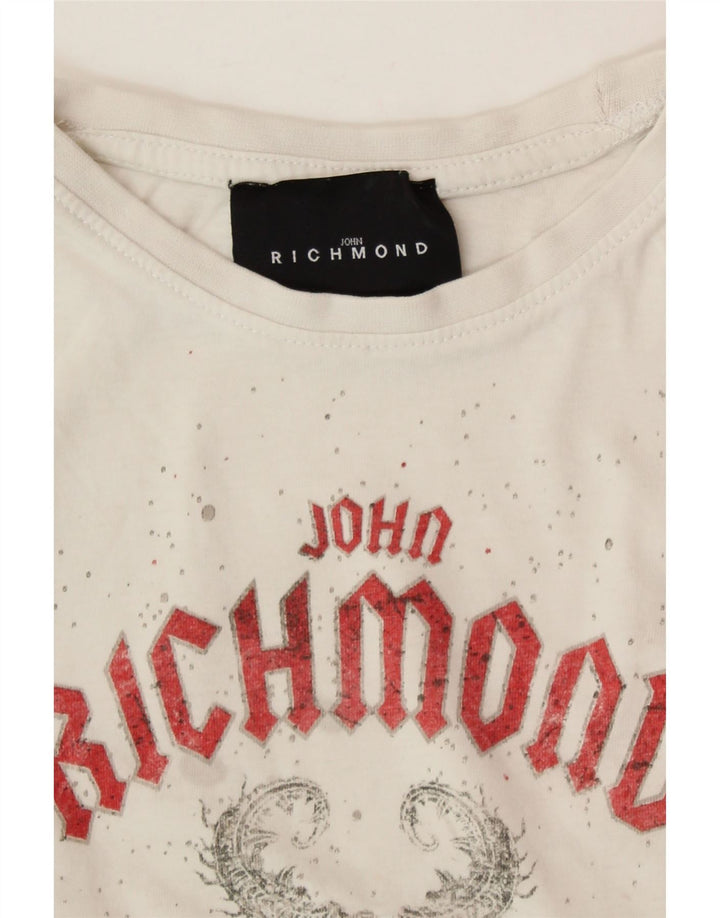 RICHMOND Boys Graphic T-Shirt Top 3-4 Years White Vintage Richmond and Second-Hand Richmond from Messina Hembry 