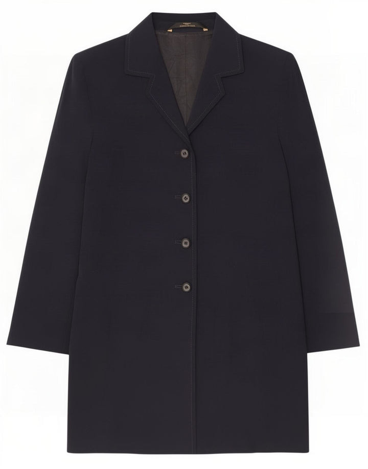 Marks & Spencer Womens St. Michael Overcoat UK 14 Large Navy Blue Polyester