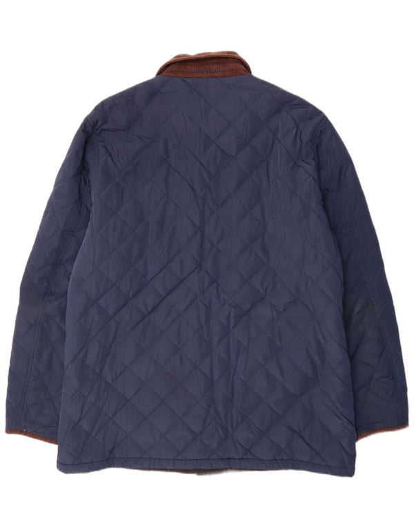 Crew Clothing Mens Quilted Jacket UK 44 2XL Navy Blue Colourblock Polyester