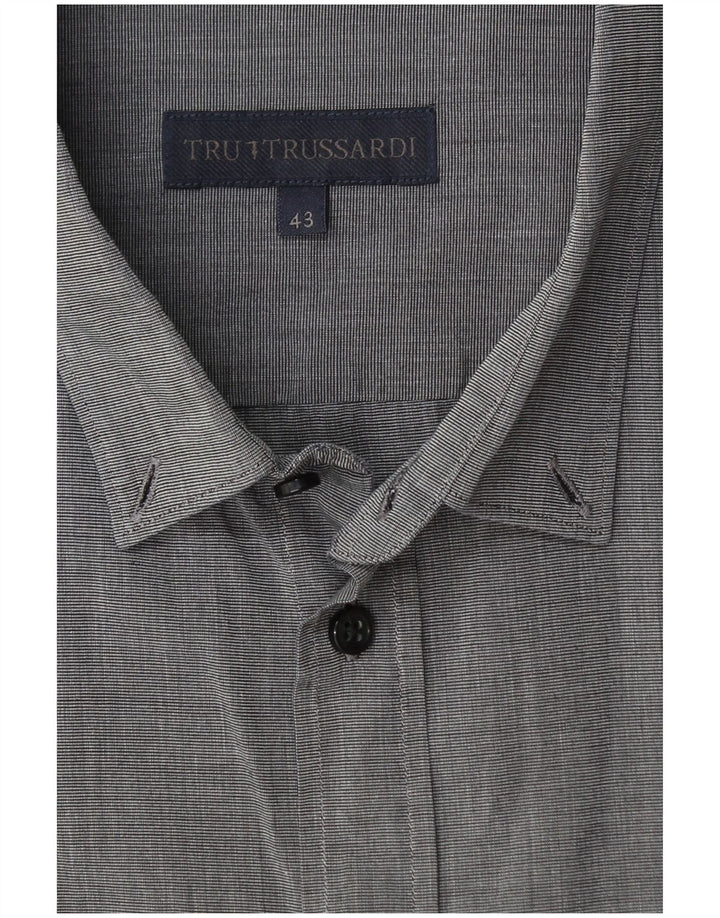 TRUSSARDI Herreskjorte str. 43 Stor grå nålestribe
