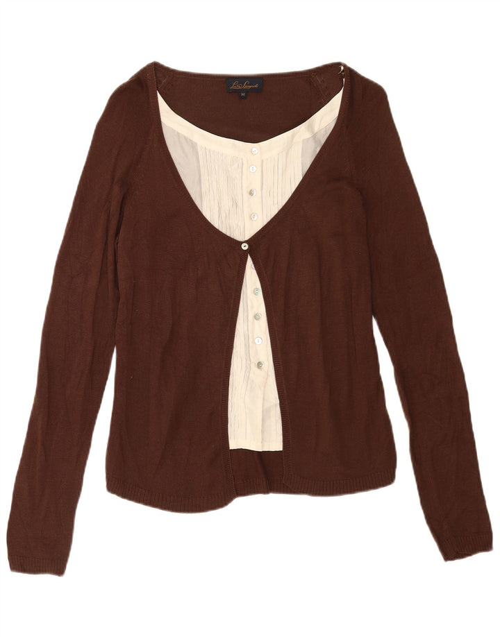 Luisa Spagnoli Damen Strickjacke UK 12 Mittelbraune Seide