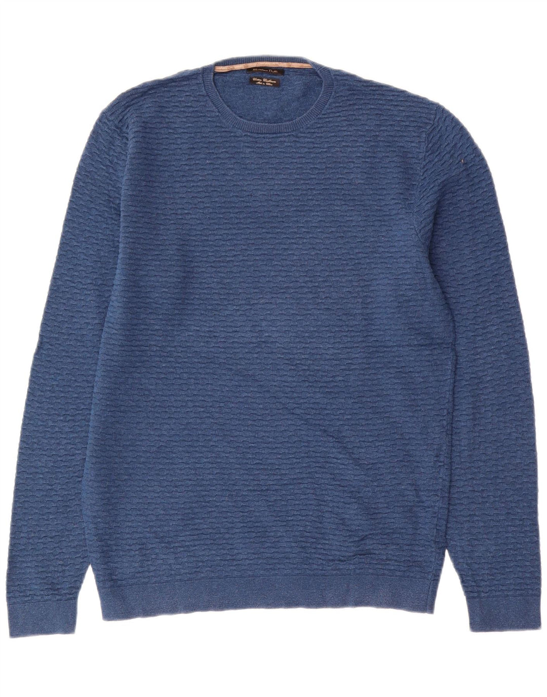 Maglione maglione girocollo da uomo Massimo Dutti in cotone blu medio
