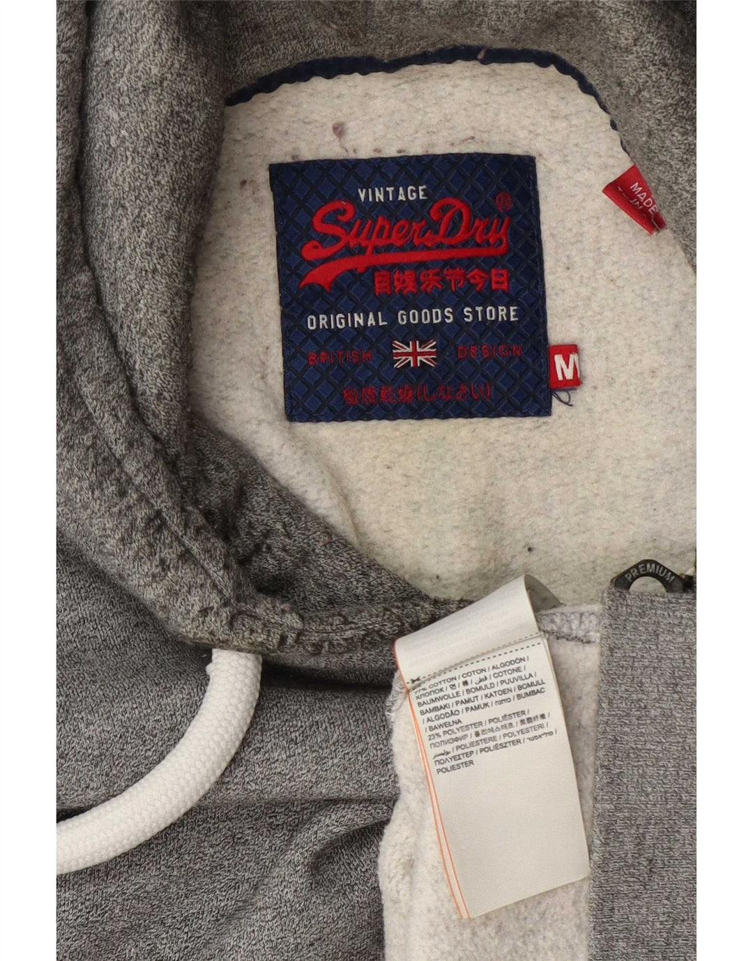 Pulover Superdry pentru bărbați, cu fermoar, bumbac, gri mediu