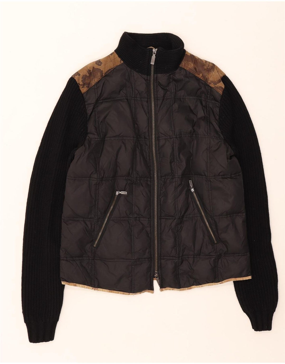 ALVIERO MARTINI Womens Padded Jacket IT 52 2XL Black Colourblock Nylon