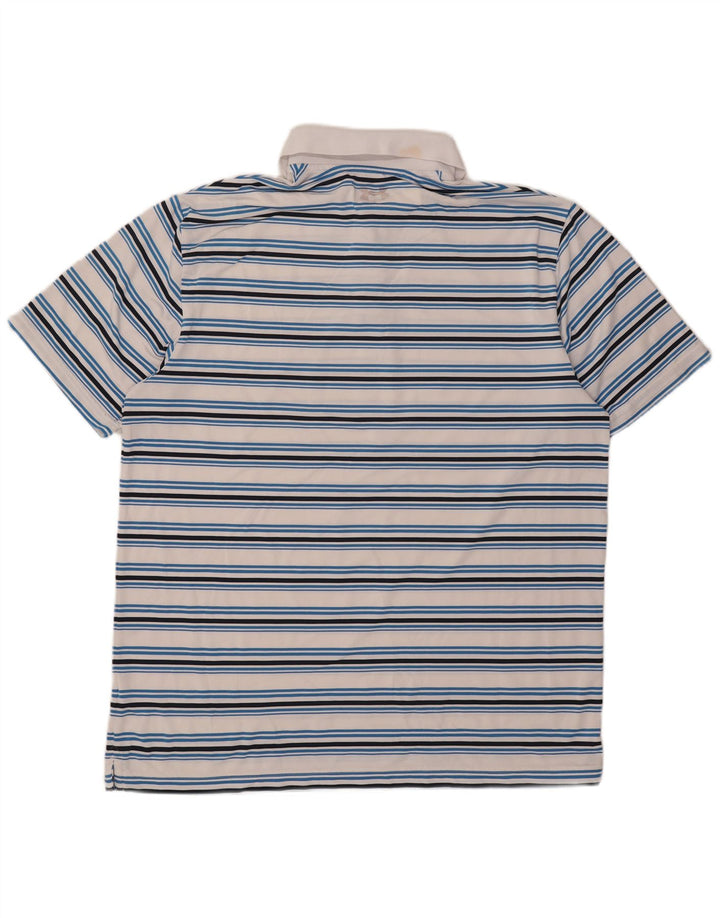 Under Armour Mens Polo Shirt XL White Striped Polyester