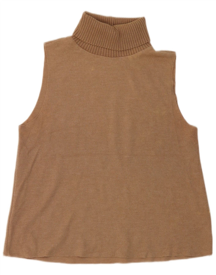 Zara Womens Vest Top UK 16 Large Beige Cotton
